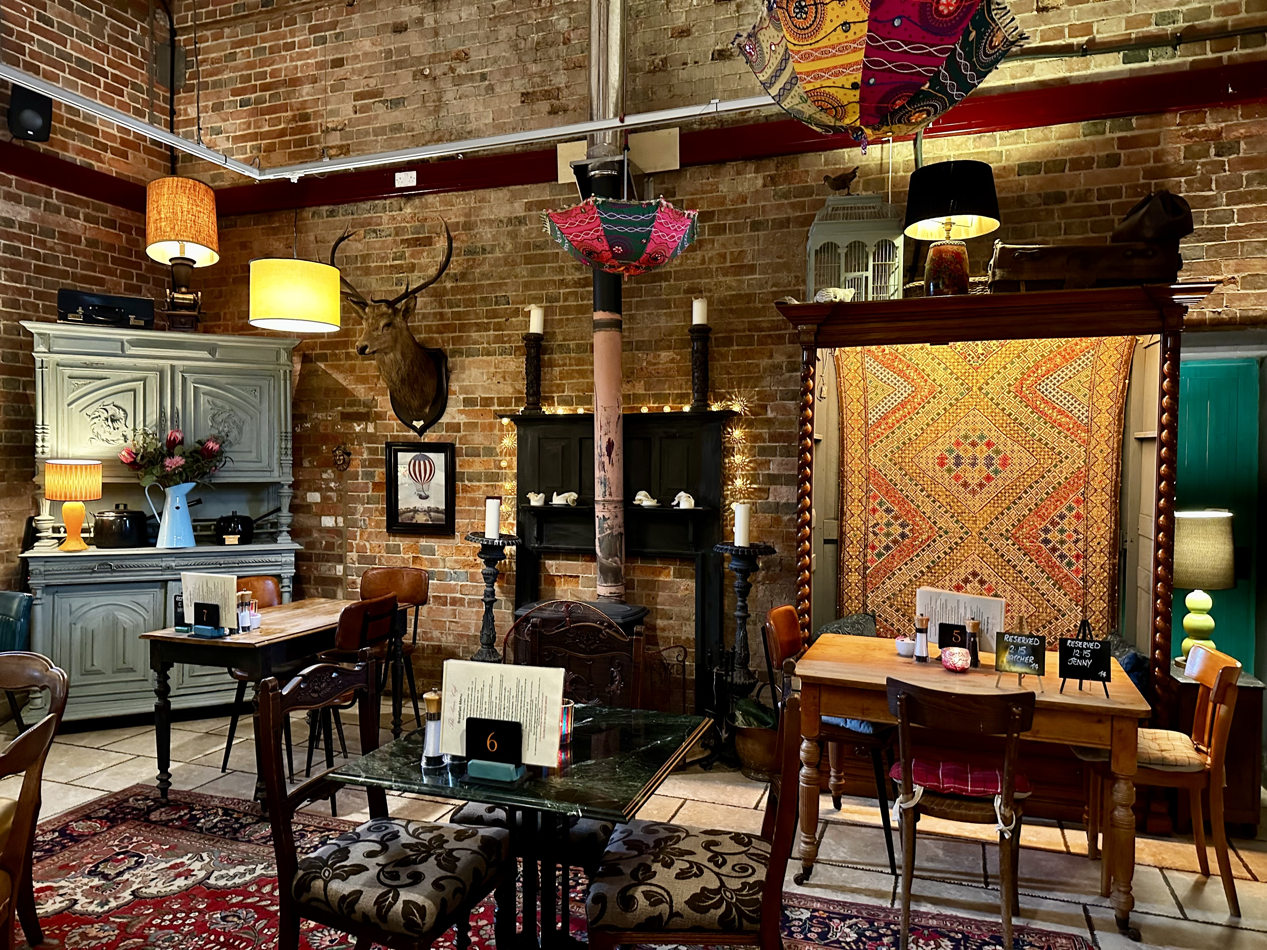 Interior of Barn Cafe Lytchett Matravers, Dorset England Comfy and cozy, a proper English country setting life balance spa day